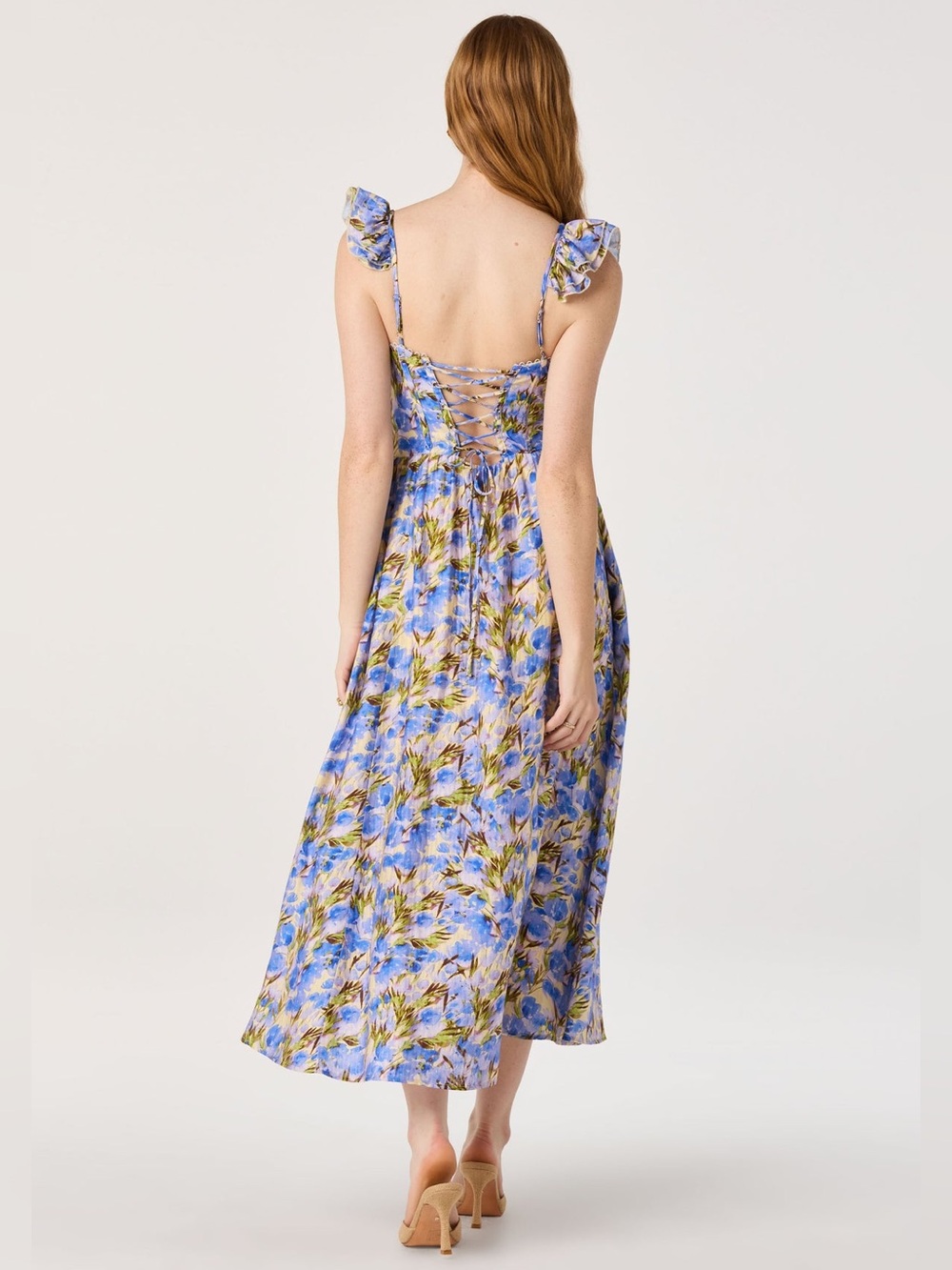 ASTR The Label Wedelia Print Midi Dress Floral Corset Back Size Small - Picture 14 of 16